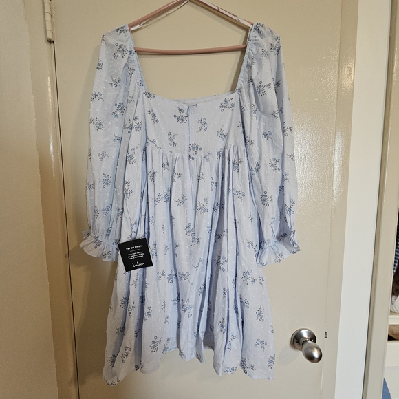 Lulu's Light Blue Floral Textured Dress - Picture 8 of 12